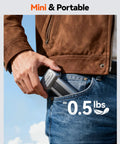 Person putting Electric Air Duster With 110000 RPM High-Speed Turbo Blast in pocket, showcasing compact design and portability