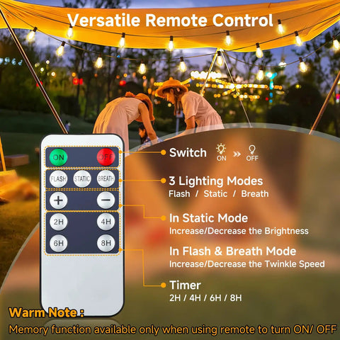 Remote control for 25Ft Solar String Lights With Remote, 3 Lighting Modes, waterproof patio lights under canopy