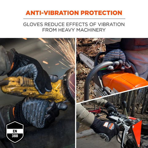 ProFlex 9000 Anti-Vibration Work Glove with Chloroprene Palm Pad used with power tools, large black, ANSI S2.73 certified