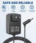 Cordless Vacuum Charger For V6 V7 V8 DC58 DC59 DC61 DC62 SV03 SV04 SV05 SV06 SV07 SV09 Absolute Animal Motorhead Fluffy Handstick 26V 0.78A AC DC Adapter With 6 Ft Cord UL Listed Wall Mount Charging Station Compatible, showing plug and cord.