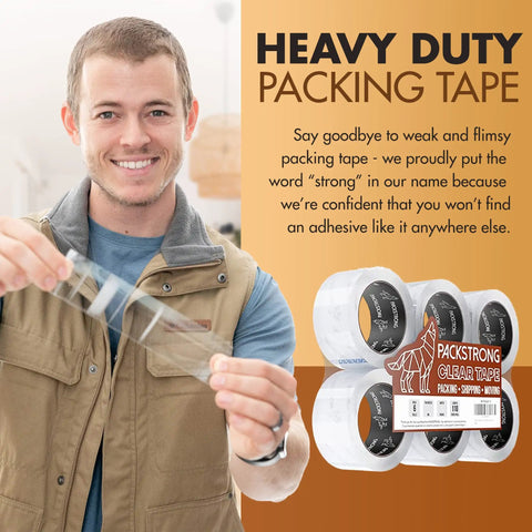 Industrial Grade Clear Packing Tape 6 Roll Pack With 110 Yards Per Roll 3 Inch Wide 2.5 Mil Thick Acrylic Adhesive Tough As Nails Heavy Duty Sealing Tape Built For Moving Shipping Boxes And Storage