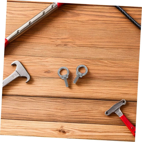 Built Tough Beefy Heavy Duty Stainless Steel Eye Bolt M6x20 With Closed Ring And Hole, Deep Threaded Mount, Includes Flat Washer, Spring Washer And Nylon Nut, Rugged Rigging Hardware For Hoists, Anchors, And Outdoor Installations, shown with wrench