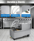 Straight Heavy Duty Commercial Mobile Fryer Filter Machine With 14 Gallon Tank And Smooth 550 Watt Pump, 201 stainless steel build in kitchen.