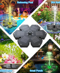 Snowflake Style Solar Fountain With LED Lights 3.5W Solar Power 2000mAh Battery 7 Nozzles in garden and pool settings