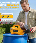 Heavy Duty Cordless Water Transfer Pump With Zero Fuss Brushless Motor Delivers 760 Gph, compatible with Dewalt 20V battery.