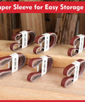 24 Pack Half Inch By Eighteen Inch Aluminum Oxide Sanding Belts For Belt Sanders, assorted grits displayed for storage