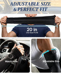 Keep Your Arms Shaded And Locked In With These Adjustable UV Sun Sleeves Featuring A Handy Watch Cutout Thumb Loop And Anti Roll Closure For Effortless Cooling On Every Road Journey, showing adjustable size and watch hole.