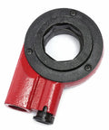 Close-up of the red and black die head from the Ratcheting Pipe Threader Kit For Standard Galvanized And PP-R Pipes, Portable Handheld Threader