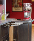 Hella Durable Heavy Duty Stand Mixer Lift For Kitchen Base Cabinets With Smooth Chrome Steel Slide Out Tray organizing a blender on pull out tray.