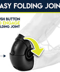 Close-up of folding joint on Mini Soccer Goal Set For Kids with push button for easy assembly.