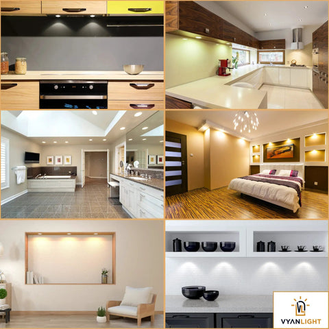 Rechargeable Puck Lights With Remotes, 16 Color Changing LED Puck Lighting illuminating modern kitchens and bedrooms