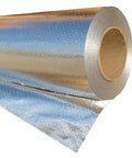 Top Tier Radiant Barrier Attic Insulation Covering 1000 Square Feet With Four Rugged 250 Foot Rolls, foil roll close-up.
