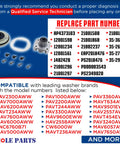 Washer Tub Seal And Bearing Kit W10219156 Upgraded For Whirlpool Washers Replacement Part Replaces AP4373103 list and compatible models