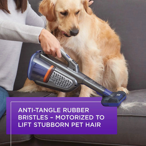 20V Max Handheld Vacuum For Pets With Advanced Clean Four Times More Suction Power Anti Tangle Motorized Rubber Bristles in use