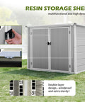 Spacious Outdoor Storage Shed With Floor Included, 41 Cu Ft Resin Weatherproof Storage Box for garden tools, grey and white