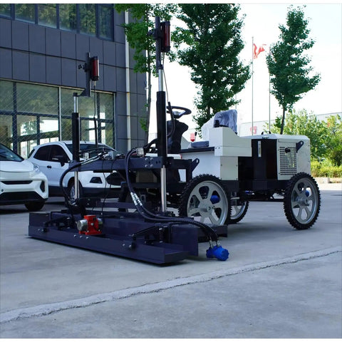 Customizable Automatic Concrete Screed and Ground Leveler for Paving and Grading, Versatile Multi Config Grading Machine for Construction, Farming, and Land Management, with Continuous Spatial Elevation Scan on concrete