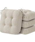 Memory Foam Dining Chair Cushions Set of 4, Tufted Indoor Chair Pads With Non Slip Ties, Ultra Comfy, Beige