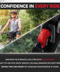 Cyclist riding with SRAM DB8 Brake Bleed Kit with Maxima Mineral Oil and M4 Fittings graphic overlay