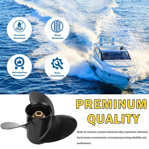 Beefed Up 10 3/8 Inch Aluminum Outboard Propeller With 13 Pitch, 10 Spline Teeth, Right Hand Rotation, Part 48-19640A40 Upgrade for Mercury 9.9 15 18 20 25 HP Motors, Marine Boat Prop Built For Rough Waters