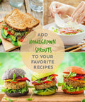 Collage of dishes using Organic Sprouting Seed Assortment Pack For Microgreens And Sprouts, 12 Pre-Measured Packs Featuring Broccoli
