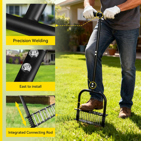 Person using 14 Spike Lawn Aerator Tool With Spring Loaded Design For Effortless Aeration In Your Yard Manual Grass Aerator Spike Tool