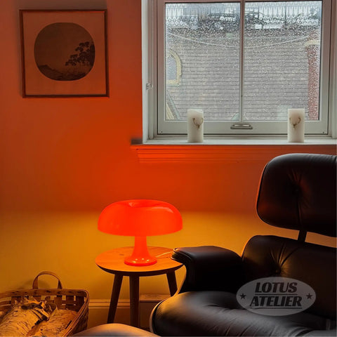 Orange Mushroom Table Lamp For Room Aesthetic, Modern Bedroom Lighting, Cozy Bedside Vibe, Retro Living Room Decor, Replaceable Bulbs Included, Easy Flip Switch, Charming Mid Century Style