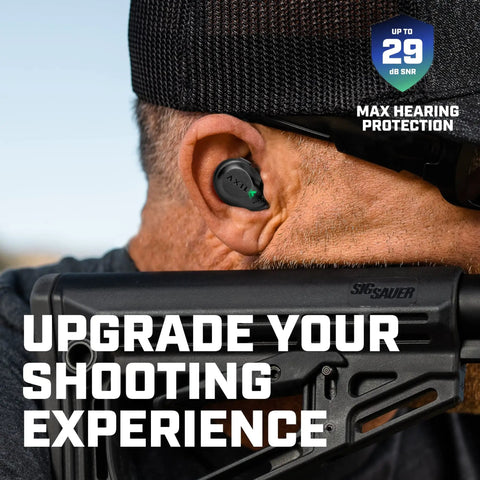 Man wearing XCOR Pro Wireless Earbuds With Bluetooth, Touch Control, HearPRO Sound Enhancement, outdoor shooting setting