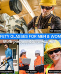 Bulk Pack Of Thirty Six Ansi Z87.1 Certified Safety Glasses With Heavy Duty Scratch And Impact Resistant Gray Lenses Dang Solid Protective Eyewear Built Tough For Crews And Professionals To Handle The Daily Grind in use by workers outdoors and during construction.