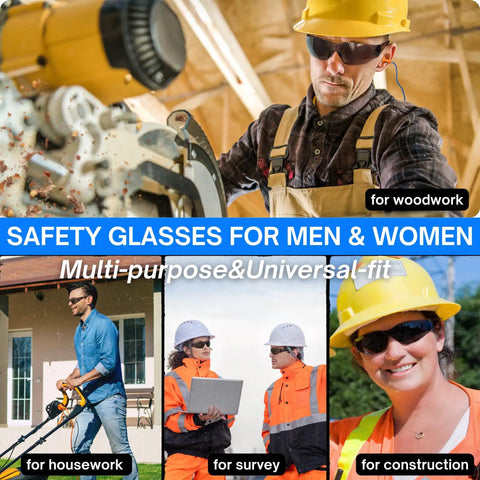 Bulk Pack Of Thirty Six Ansi Z87.1 Certified Safety Glasses With Heavy Duty Scratch And Impact Resistant Gray Lenses Dang Solid Protective Eyewear Built Tough For Crews And Professionals To Handle The Daily Grind in use by workers outdoors and during construction.