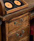 Vintage cabinet with Set Of 6 Antique Bail Handle Drop Pulls With Screws In Vintage Bronze, 3.3 Inch Hole Centers, 4.4 Inch Total Length