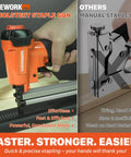 Badass Pneumatic Staple Gun That Knocks Out 22 Gauge Fasteners Without Any Hang Ups And Provides Ridiculously Smooth Operation For Reupholstering Chairs While Crushing Weekend Woodworking Builds in action.