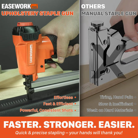 Badass Pneumatic Staple Gun That Knocks Out 22 Gauge Fasteners Without Any Hang Ups And Provides Ridiculously Smooth Operation For Reupholstering Chairs While Crushing Weekend Woodworking Builds in action.