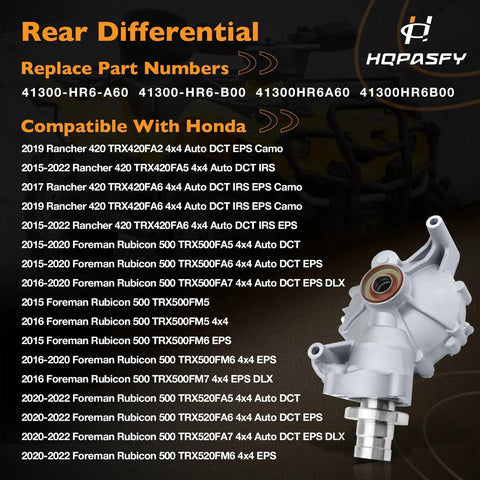 Beefed Up Rear Differential Replacement For Honda Rancher 420 TRX420 And Foreman Rubicon 500 TRX500 TRX520 ATVs with part numbers