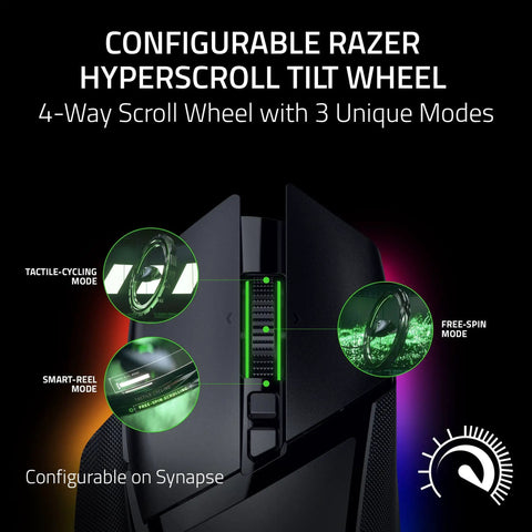 Basilisk V3 35K Wired Ergonomic Gaming Mouse With HyperScroll Tilt Wheel showing 4-way scroll options