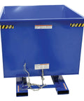 Heavy Duty Steel Self Dumping Hopper Rock Solid Workhorse Featuring 6000 Lbs Payload And 2 Cubic Yard Storage side view in blue color.