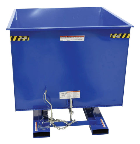 Heavy Duty Steel Self Dumping Hopper Rock Solid Workhorse Featuring 6000 Lbs Payload And 2 Cubic Yard Storage side view in blue color.