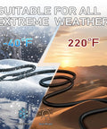 Indoor Outdoor Extension Cord 6 Ft Heavy Duty 16 Gauge 3 Prong Waterproof SJTW Pure Copper Wire All Weather NEMA 5 15P To 5 15R UL Listed Extension Cable For Home Garage And Outdoor Use displayed in snow and desert settings.