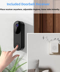 Wireless Video Doorbell Camera With Battery Power For Front Door, Color Night Vision For Day And Night Monitoring, Two Way Audio