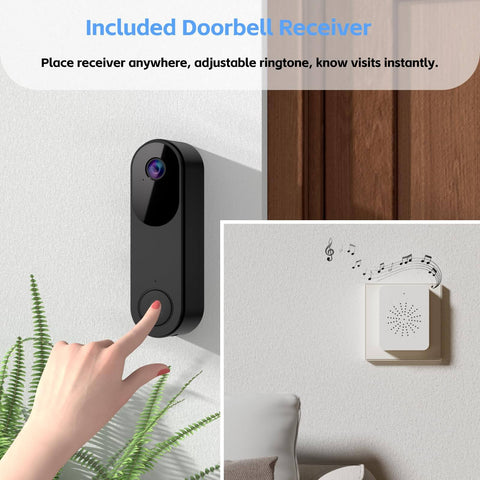 Wireless Video Doorbell Camera With Battery Power For Front Door, Color Night Vision For Day And Night Monitoring, Two Way Audio