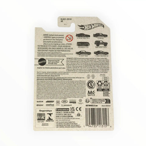 Back packaging of 55th Anniversary Pearl And Chrome Dodge Challenger SRT Diecast Car 2023 with details and logos