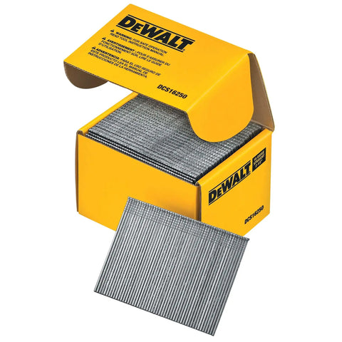 Box displaying Finish Nail Pack Two And A Half Inch 16 Gauge 2500 Nails For Baseboards Door And Window Casing Paneling And Crown Molding With Chisel Point