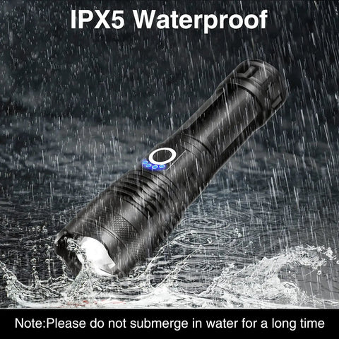 Rechargeable Flashlight 900000 Lumens Ultra Bright LED With 5 Modes And Zoomable Beam Powerful Emergency Light IPX5 waterproof