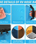 Image showcasing details of 5 Pack RV Sewer Hose Storage Bags With Visible Covers And Two Way Zippers Waterproof Utility Organizer.