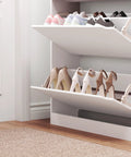 White Freestanding Shoe Cabinet With Three Flip Drawers For Entryway And Hallway Hidden Storage Large Capacity Shoe Organizer