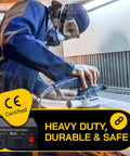 Person using sander next to Heavy Duty 1500 Watt Voltage Converter Transformer Step Up Down 110V To 220V And 220V To 110V