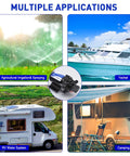 Heavy Duty Self Priming Water Booster Pump Built Tough To Crush Low Pressure For Yacht, RV, and Garden Use in Multiple Settings.