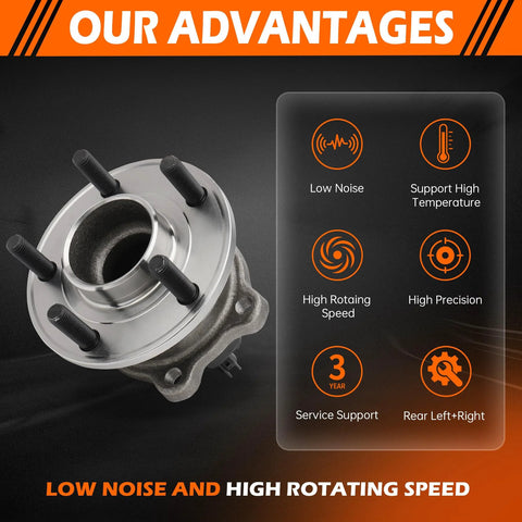 Rear Wheel Hub Bearing Assembly With ABS For Ford Focus 2012 2013 2014 2015 2016 2017 2018 5 Lug Left Or Right Ride Ready