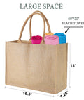 12 Pack Burlap Tote Bags Bulk Reusable Gift Bags With Handles And Inner Zipper Pocket Laminated Interior X Large Jute Beach Bags