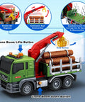 Toddler Flatbed Truck Set With Farm Truck Friction Powered Vehicles With Lights And Sounds detailed with crane lifting logs