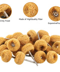 Buffing Wheel Set 1 Inch For Rotary Tool, 1/8 Inch Shank (3mm), Yellow 80 Grit Abrasive Buffing Wheels in a pile with fibers visible